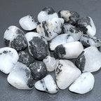 Quartz with Black Tourmaline Tumbled Stones