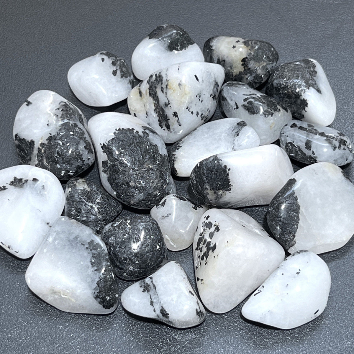 Quartz with Black Tourmaline Tumbled Stones
