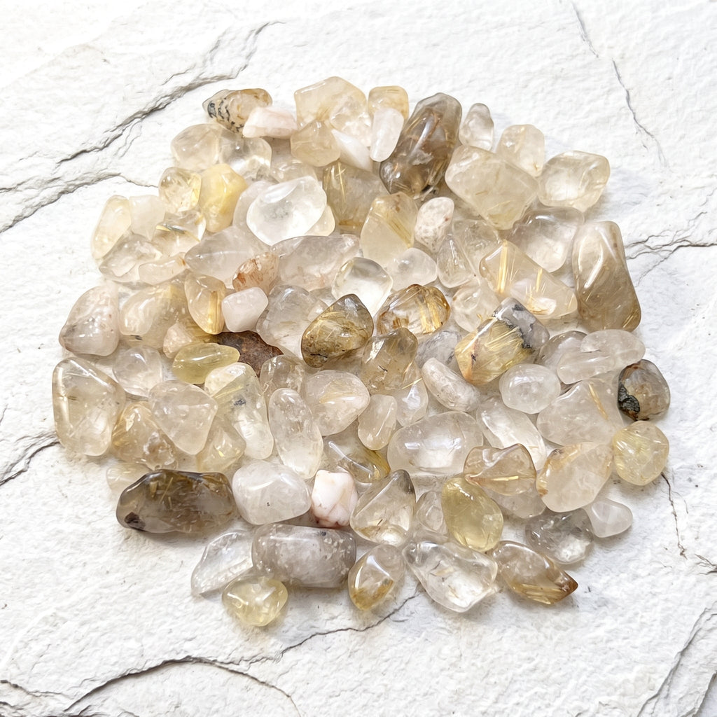 Gold Rutilated Quartz Small Tumbled Stones