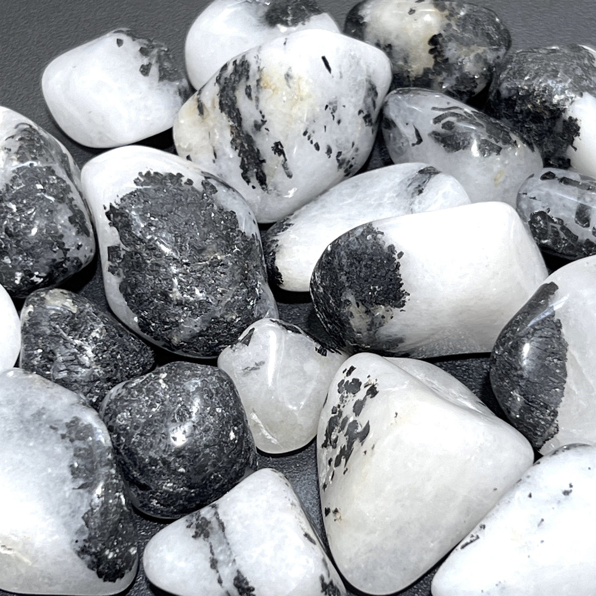 Quartz with Black Tourmaline Tumbled Stones