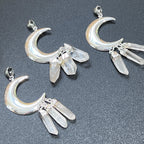 Quartz Crystal Crescent Moon Pendant