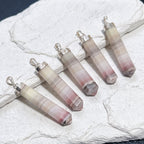 Pink Banded Calcite Faceted Point Pendant