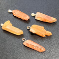 Tangerine Quartz Crystal Point Pendant - Silver Plated Bail