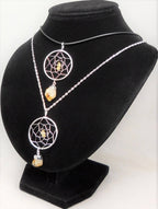 Dream Catcher Pendant with Citrine Crystal Point - Silver Plated - view 3
