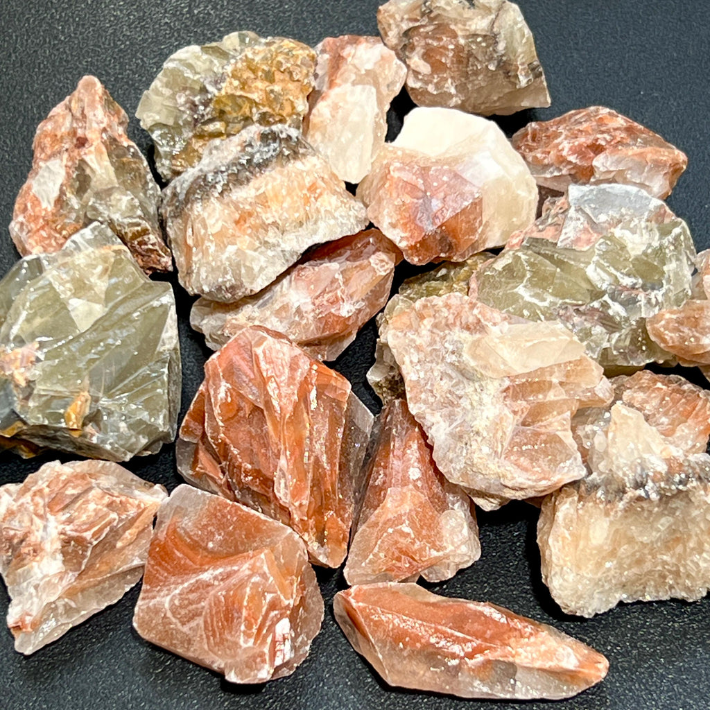 Red & Green Calcite Rough, Raw Mixed Colour Stones - By the Piece or Pound