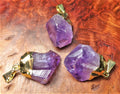 Amethyst Crystal Raw Point Pendant - Gold Plated
