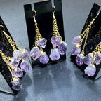 Amethyst Triple Point Dangle Earrings