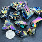 Titanium Aura Quartz Cluster, Rainbow Coated Crystal Specimen, 1–2 in — Brazil