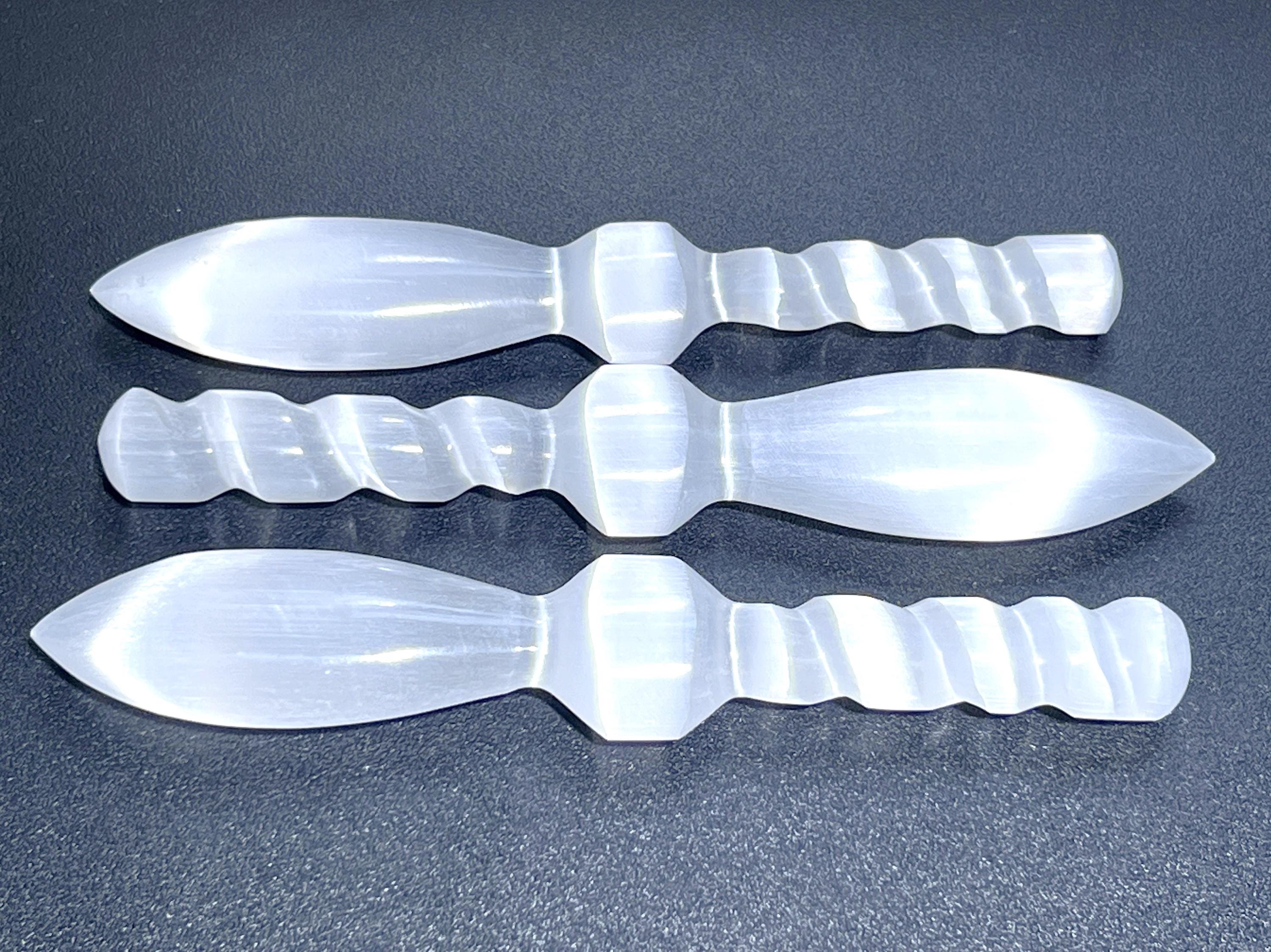 Selenite Crystal Decorative Sword Spiral Point Wand