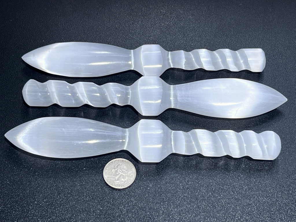 Selenite Crystal Decorative Sword Spiral Point Wand