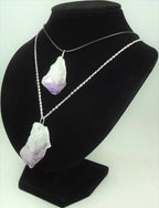 Raw Amethyst Crystal Point Pendant - Silver Jump Ring - view 5