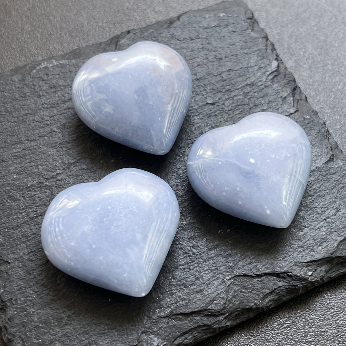 Blue calcite Crystal Heart Carving