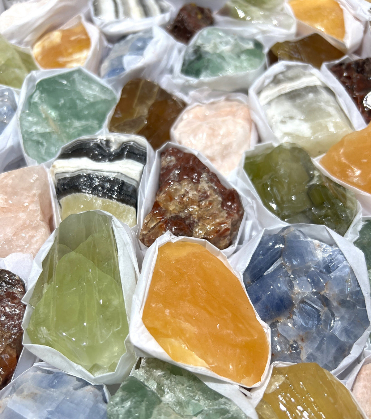 Calcite and Fluorite Rough Box Flat - Mexico