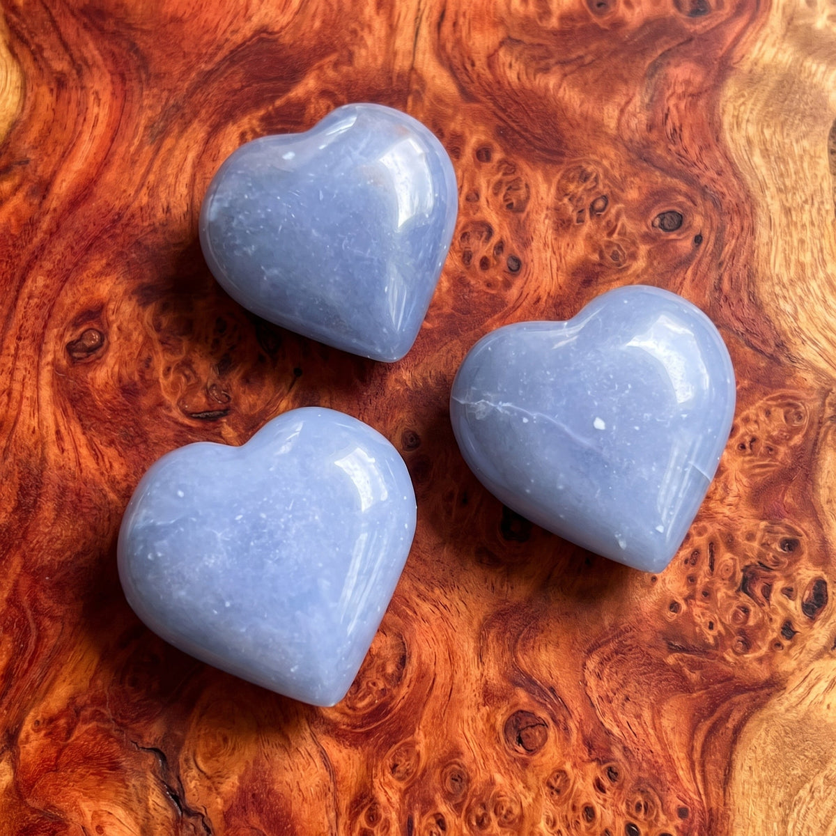 Blue calcite Crystal Heart Carving