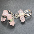 Adjustable Pink Rose Quartz Crystal Ring (Silver Plated)