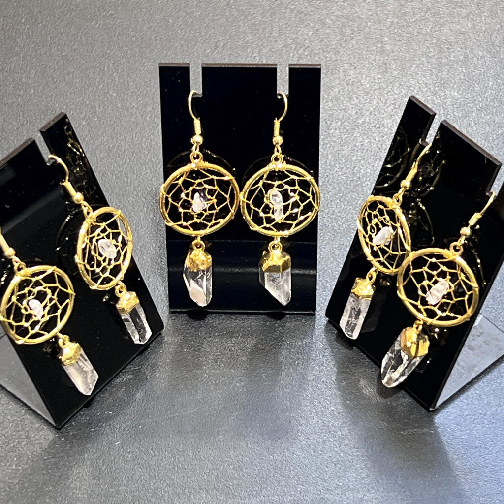 Quartz Crystal Dreamcatcher Earrings
