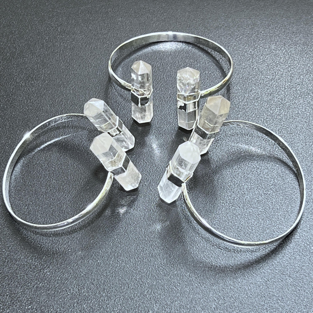 Adjustable Quartz Crystal Point Cuff Bracelet