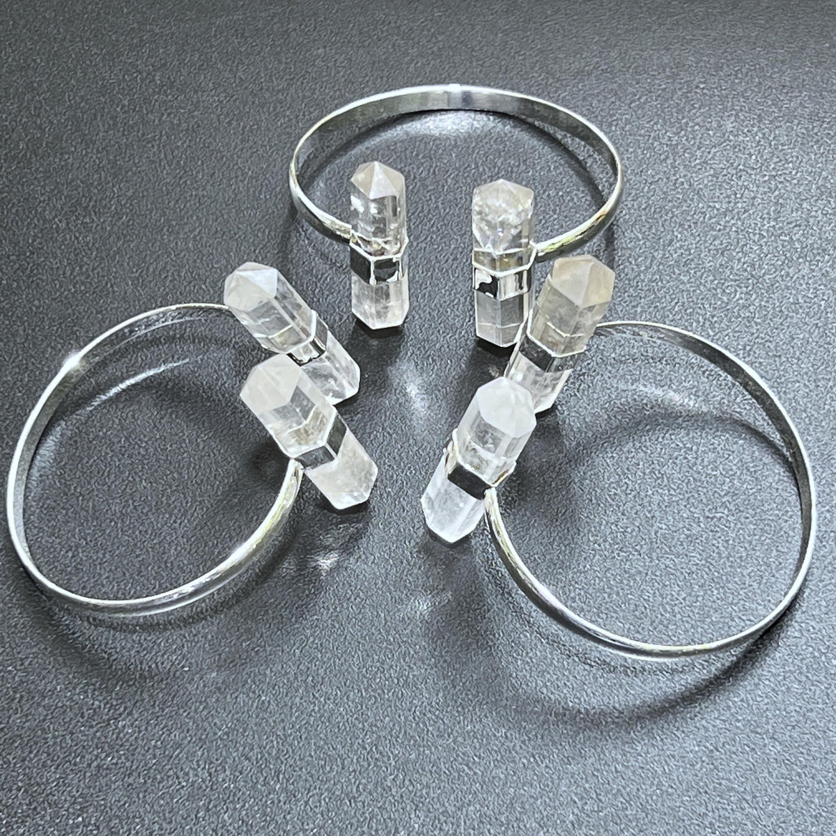 Adjustable Quartz Crystal Point Cuff Bracelet