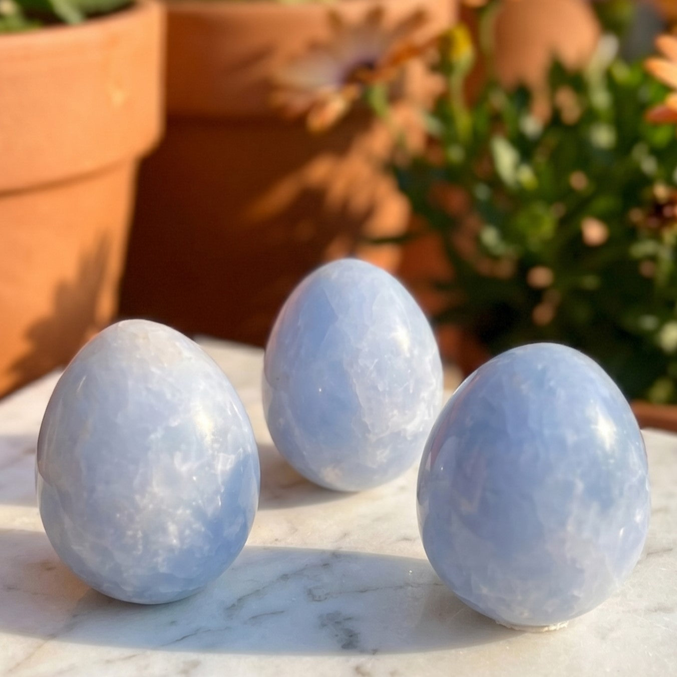 Blue Calcite Crystal Eggs From Peru