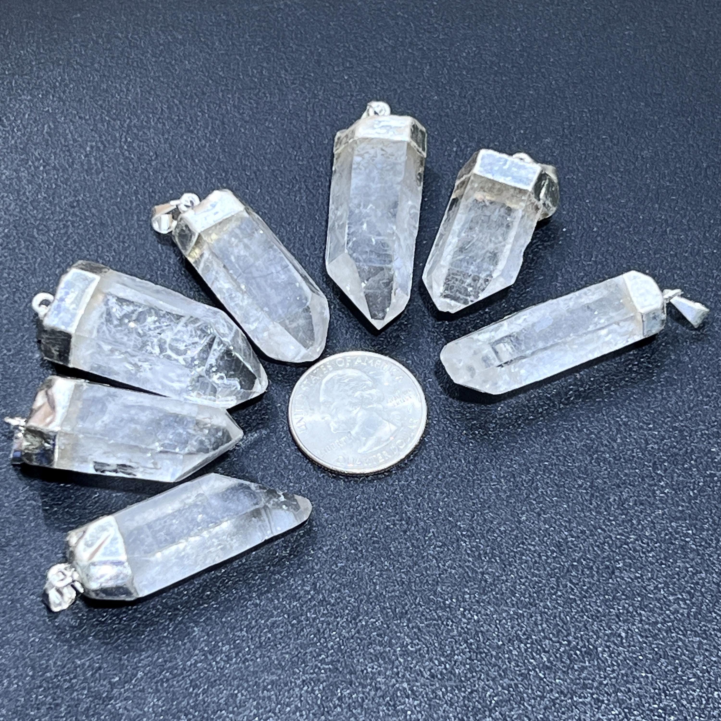 Quartz Crystal Point Pendant - Silver Plated Bail