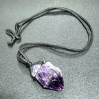 Large Dark Amethyst Crystal Raw Point Necklace - view 3