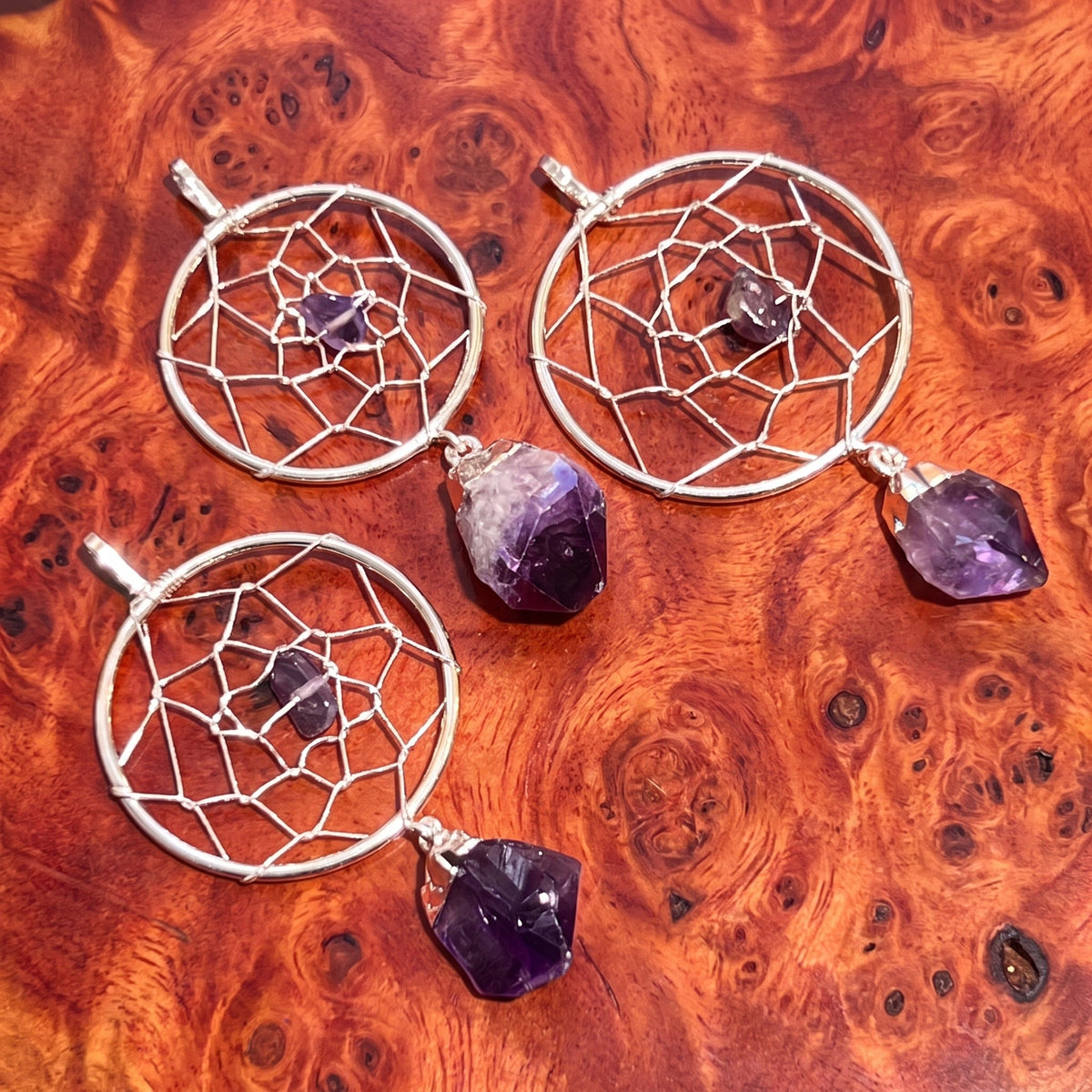 Amethyst Dreamcatcher Silver Pendant