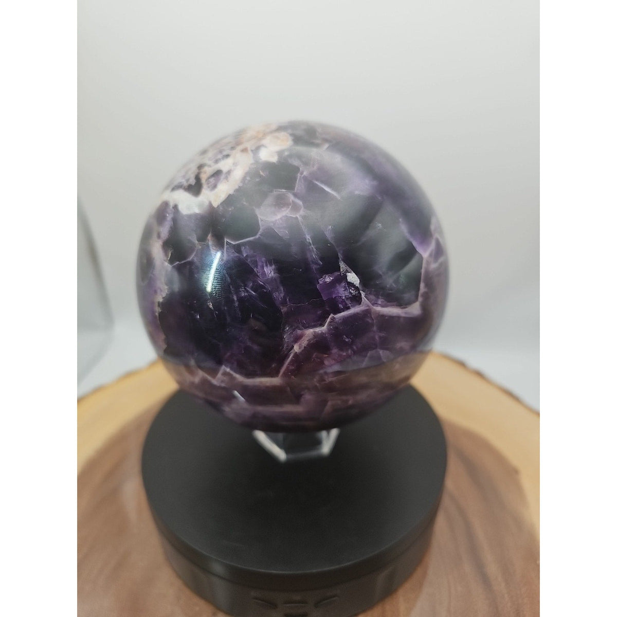 Amethyst Sphere, 5.6 lb Polished Chevron Dream Amethyst Crystal Ball