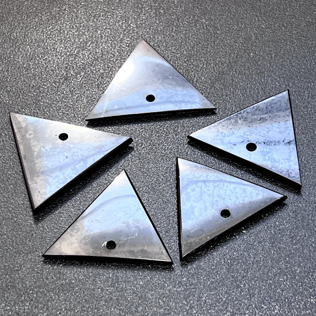 Black Shungite Triangle Shaped Bead Pendant