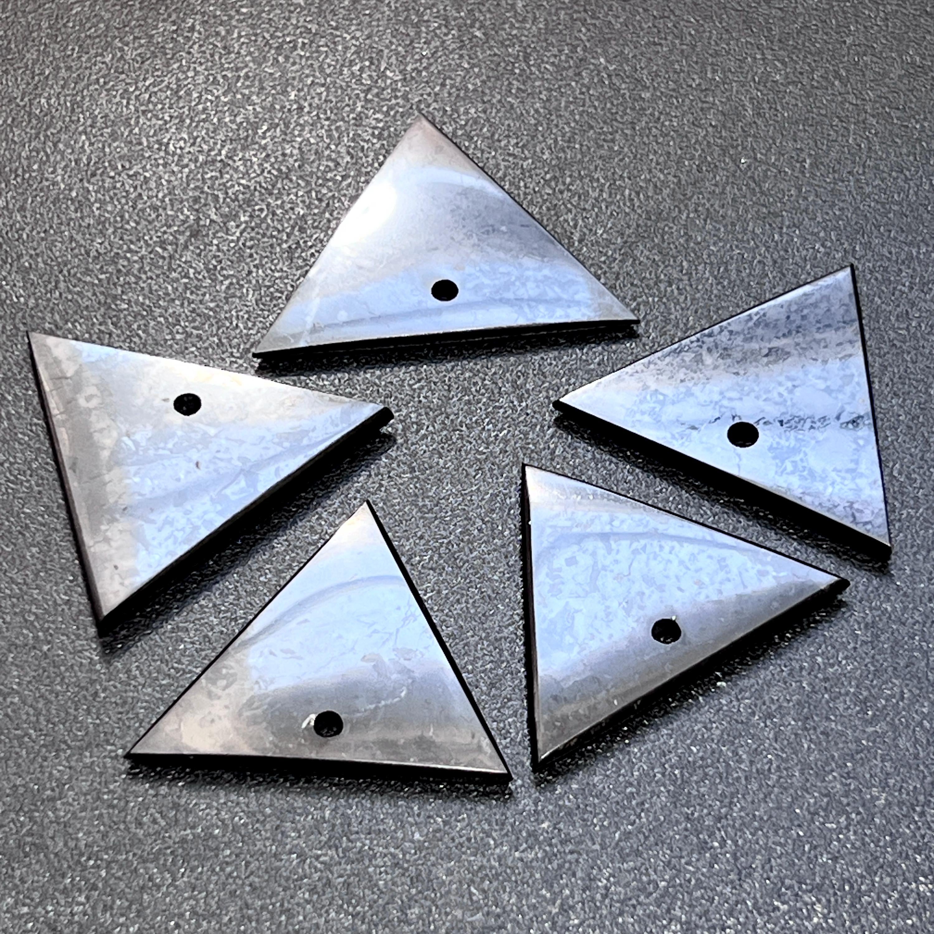 Black Shungite Triangle Shaped Bead Pendant