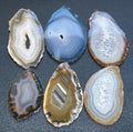 Natural Gray & Brown Agate Slice with 2mm Drilled Holes - Non-Plated Edges