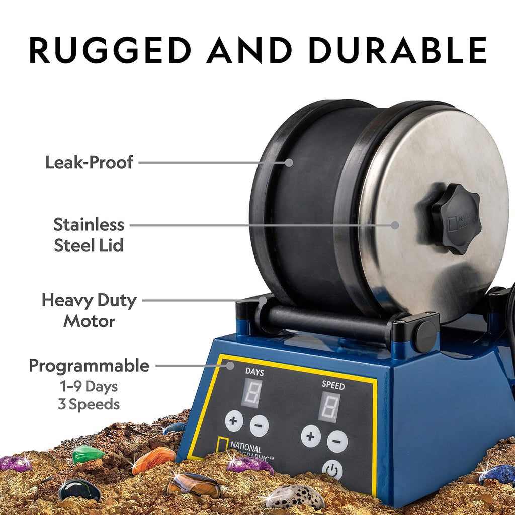 The Rock STEM Tumbler Kit, 3 lb Rough Stones, Grit and GemFoam Polish