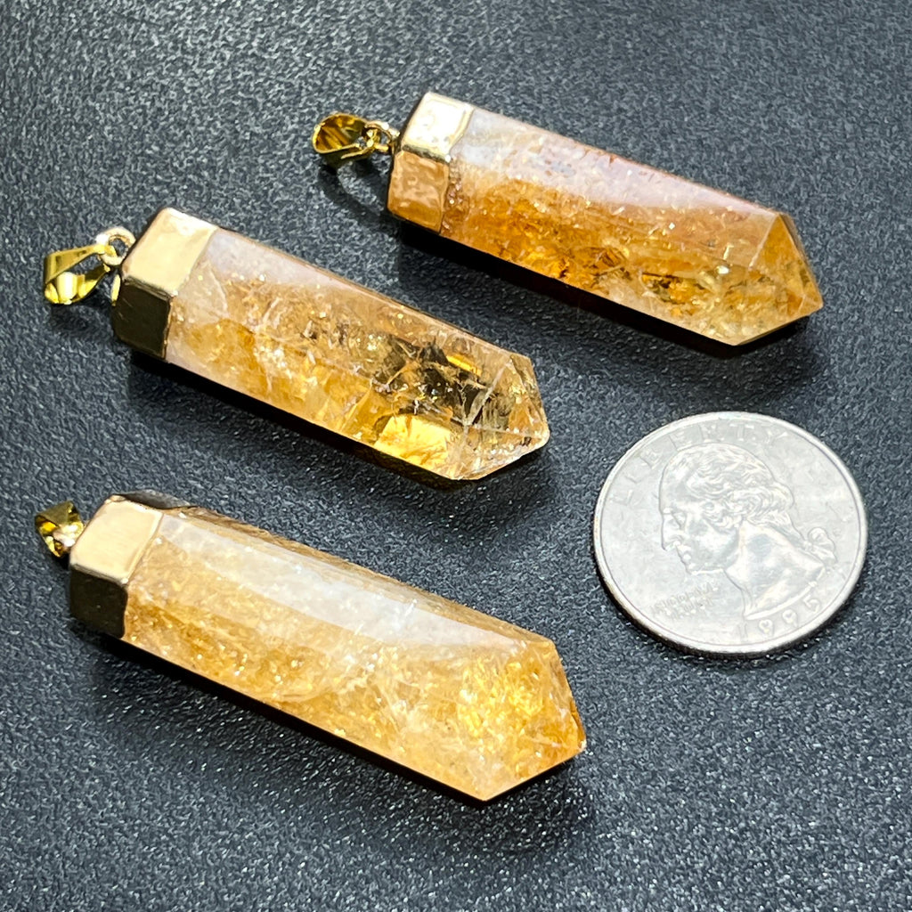 Citrine Faceted Point Pendant (Gold Plated)