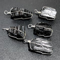 Raw Black Tourmaline Crystal Pendant - Silver Plated Wire Wrapped