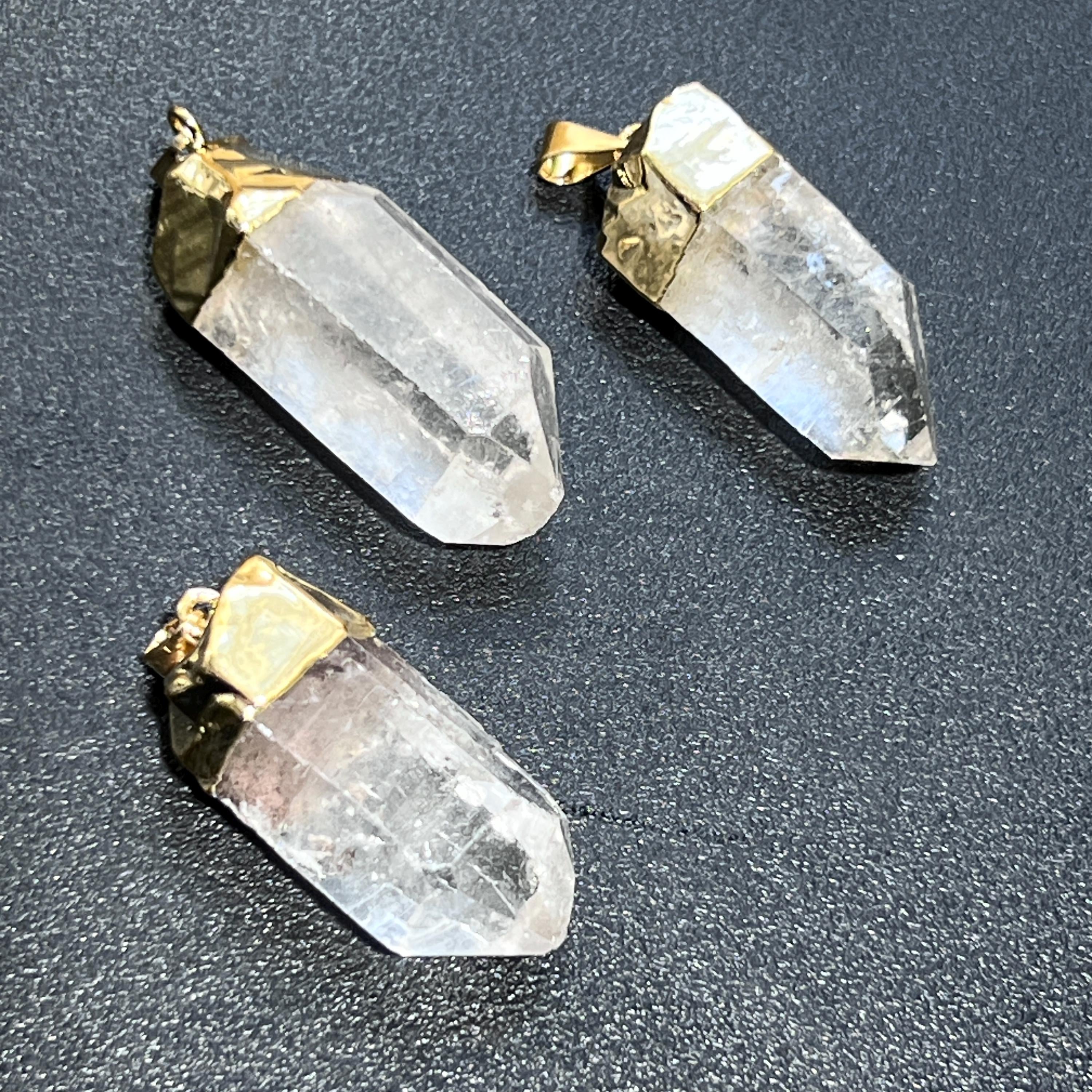 Raw Quartz Crystal Point Pendant (Gold Plated)