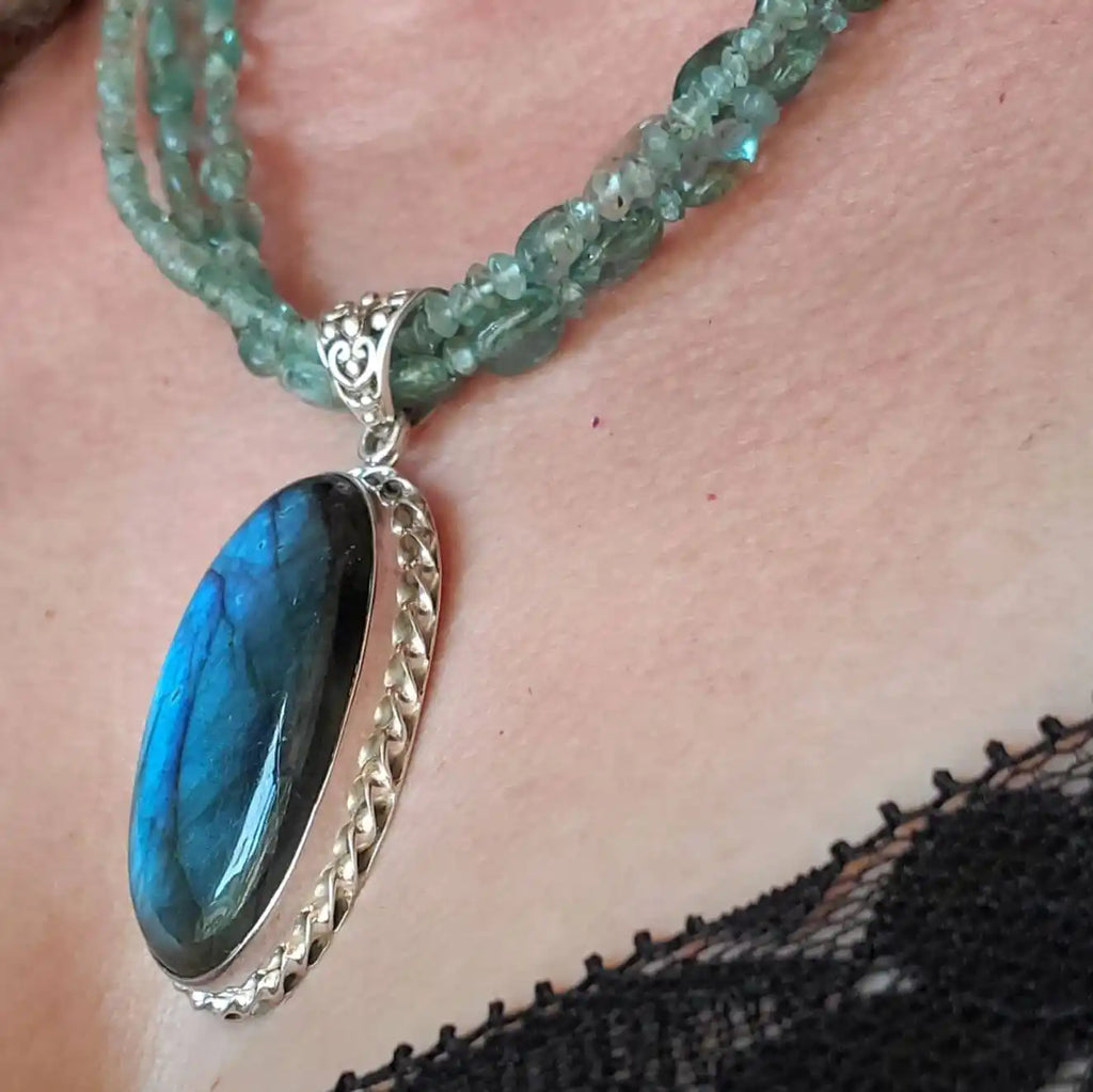Labradorite & Kyanite Multi-Strand Necklace - Sterling Silver