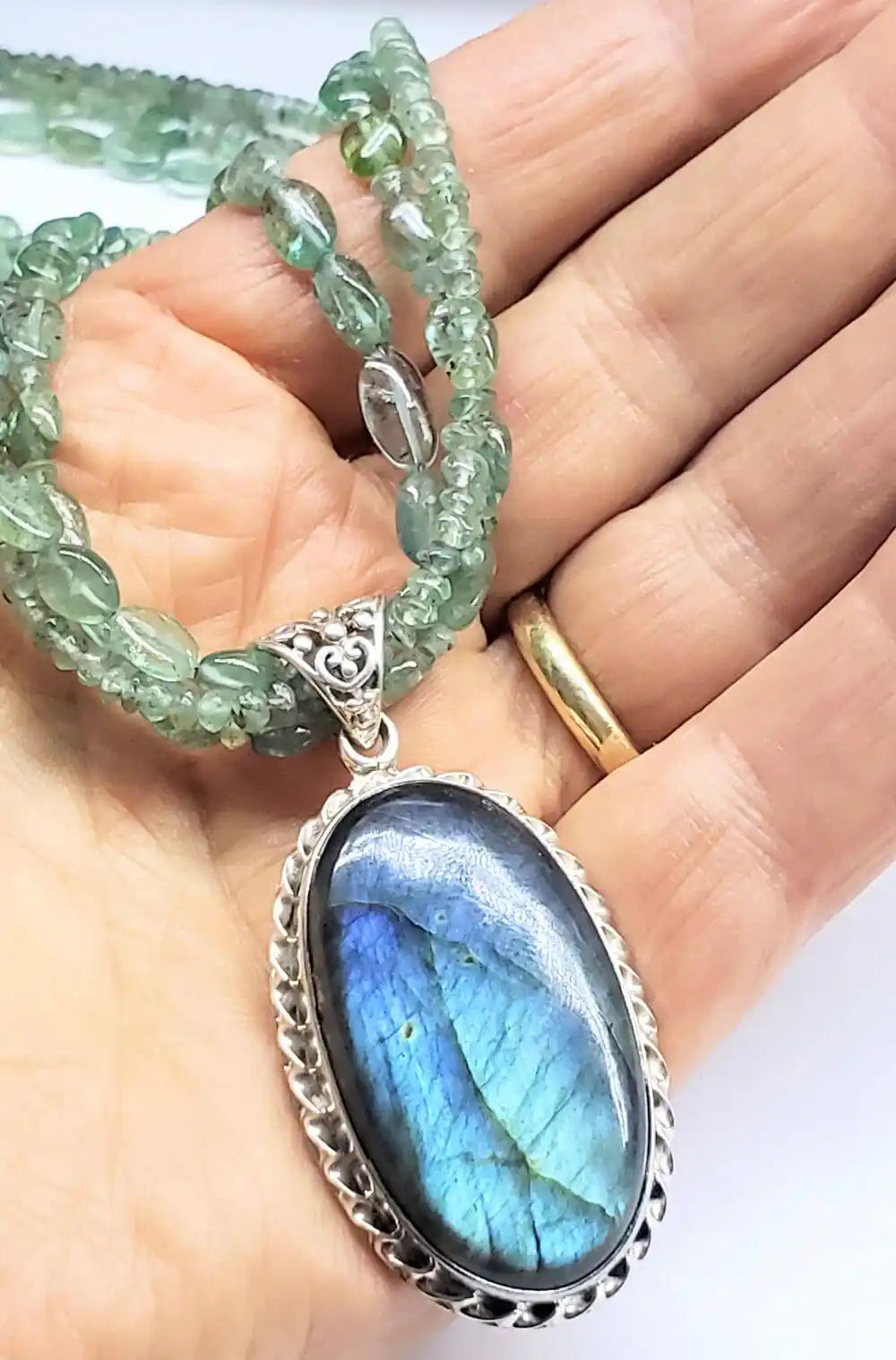 Labradorite & Kyanite Multi-Strand Necklace - Sterling Silver