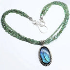 Labradorite & Kyanite Multi-Strand Necklace - Sterling Silver