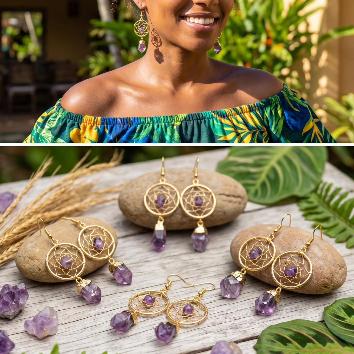 Amethyst Dreamcatcher Earrings