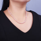 Pink Opal Bead Necklace - Faceted Cube Beads, 16 in