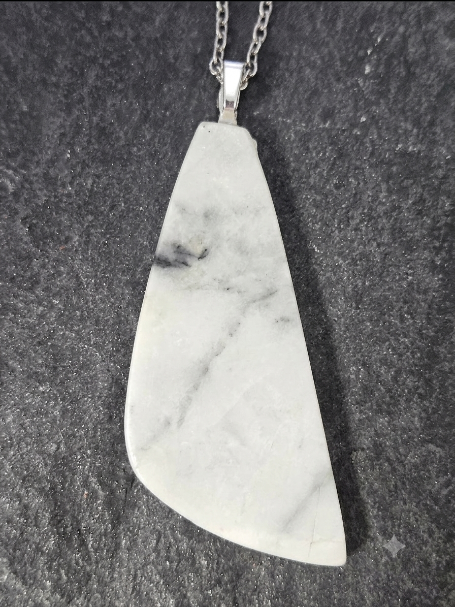Natural White Marble Trapezoidal Pendant 18"