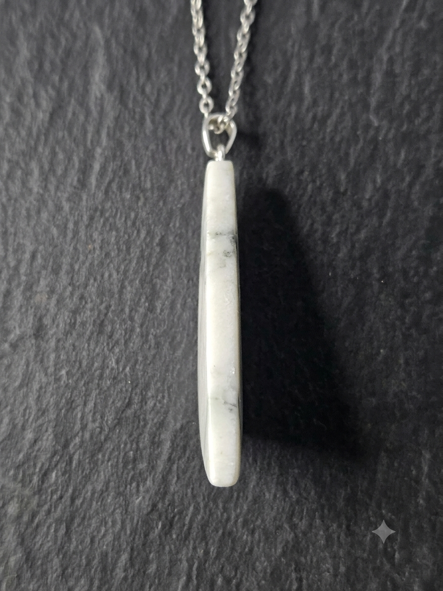 Natural White Marble Trapezoidal Pendant 18"