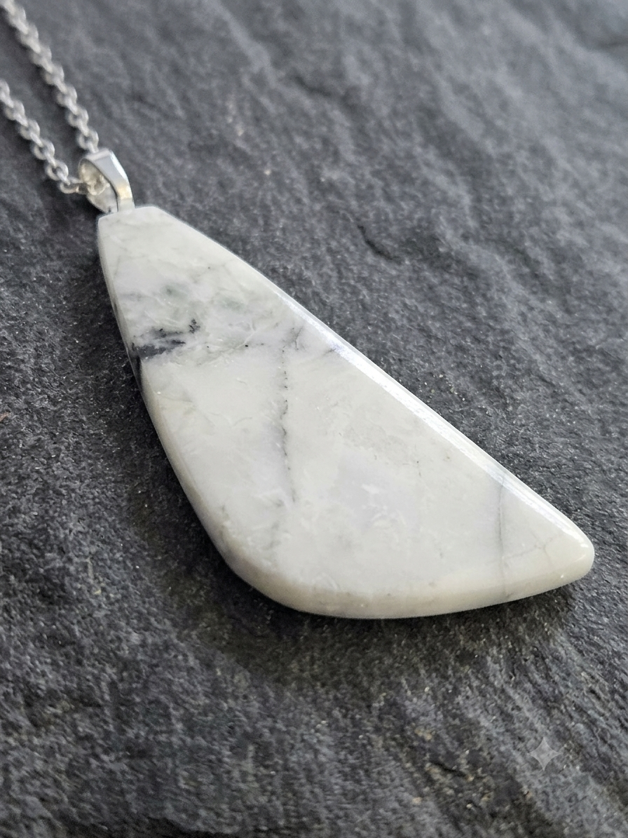 Natural White Marble Trapezoidal Pendant 18"