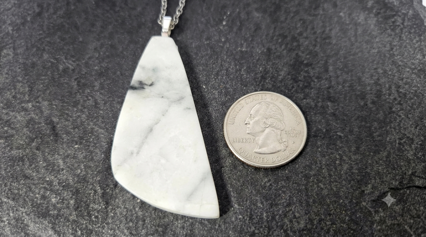 Natural White Marble Trapezoidal Pendant 18"