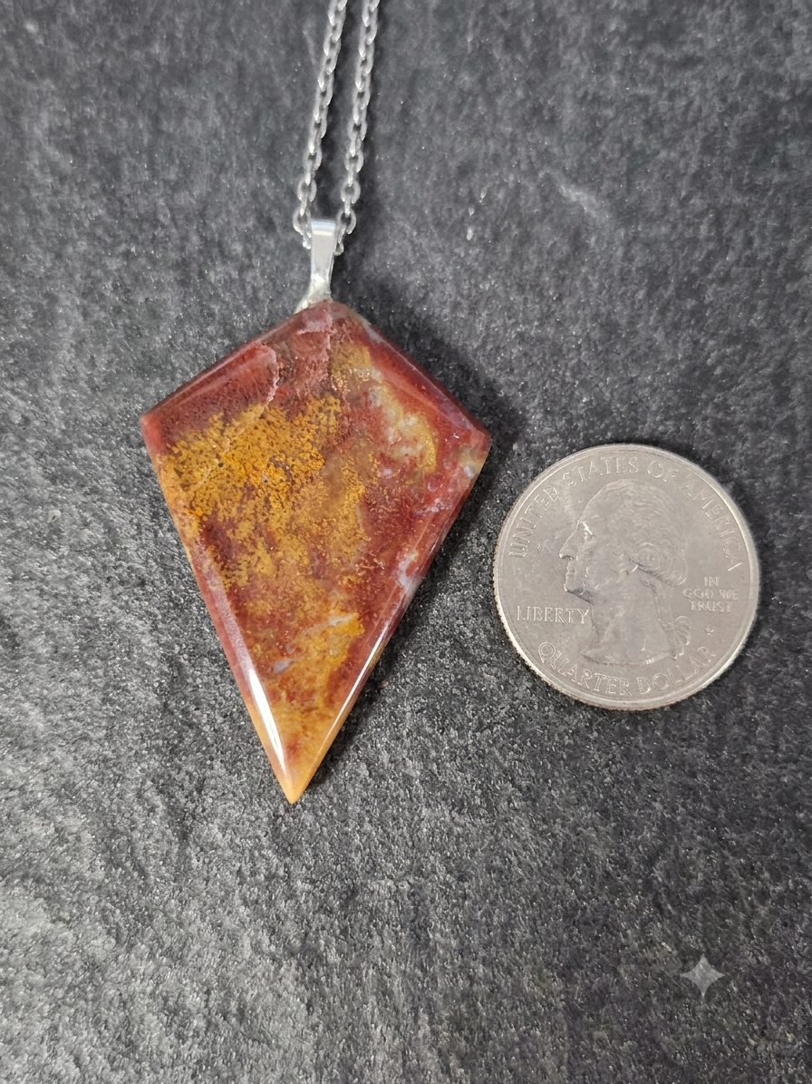 Natural Red Jasper Geometric Kite Pendant Necklace