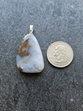 Natural Brazilian Blue Lace Agate Freeform Pendant Necklace