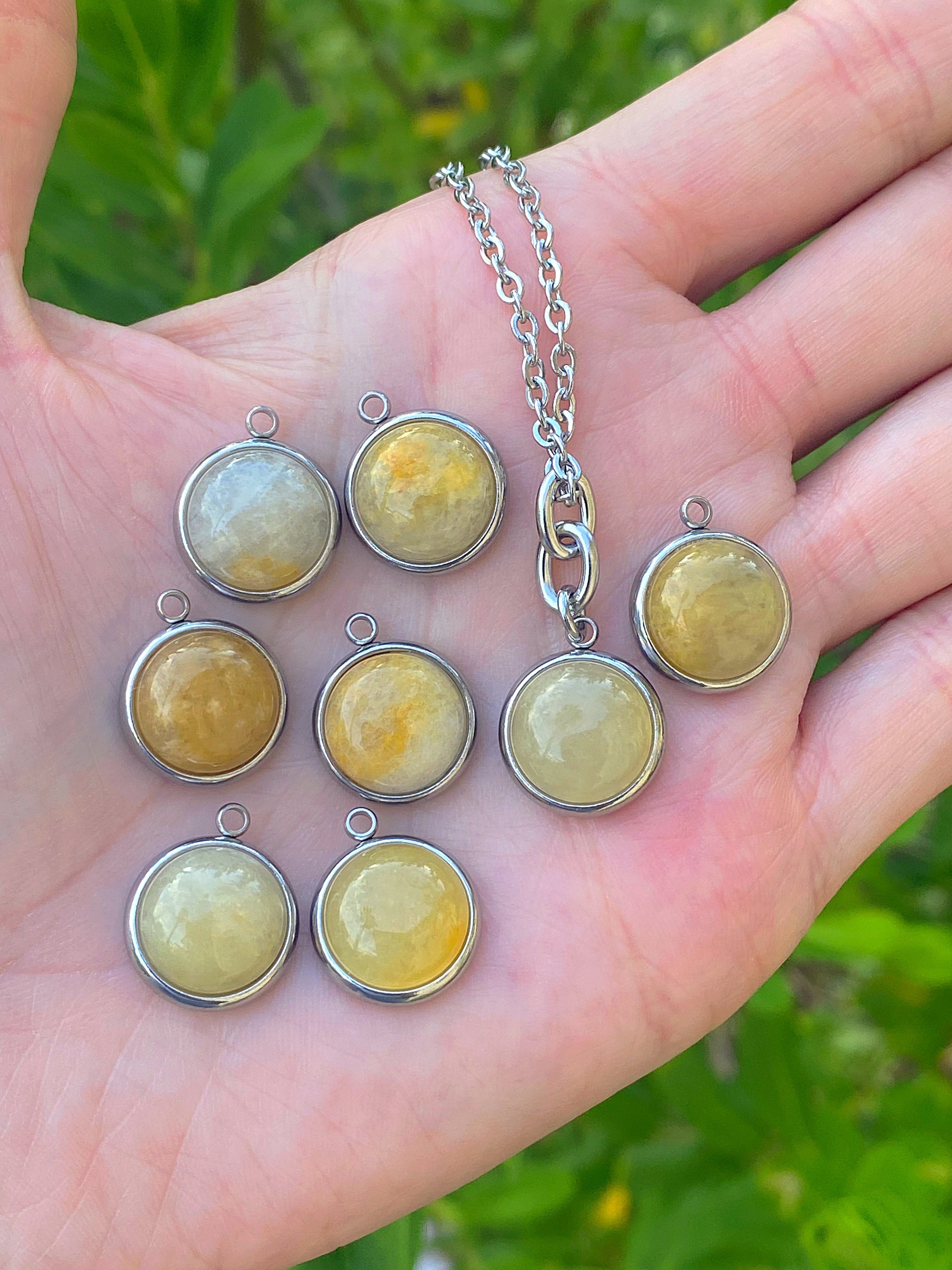 Custom Jade Stone Necklace | Stainless Steel Pendant Necklace