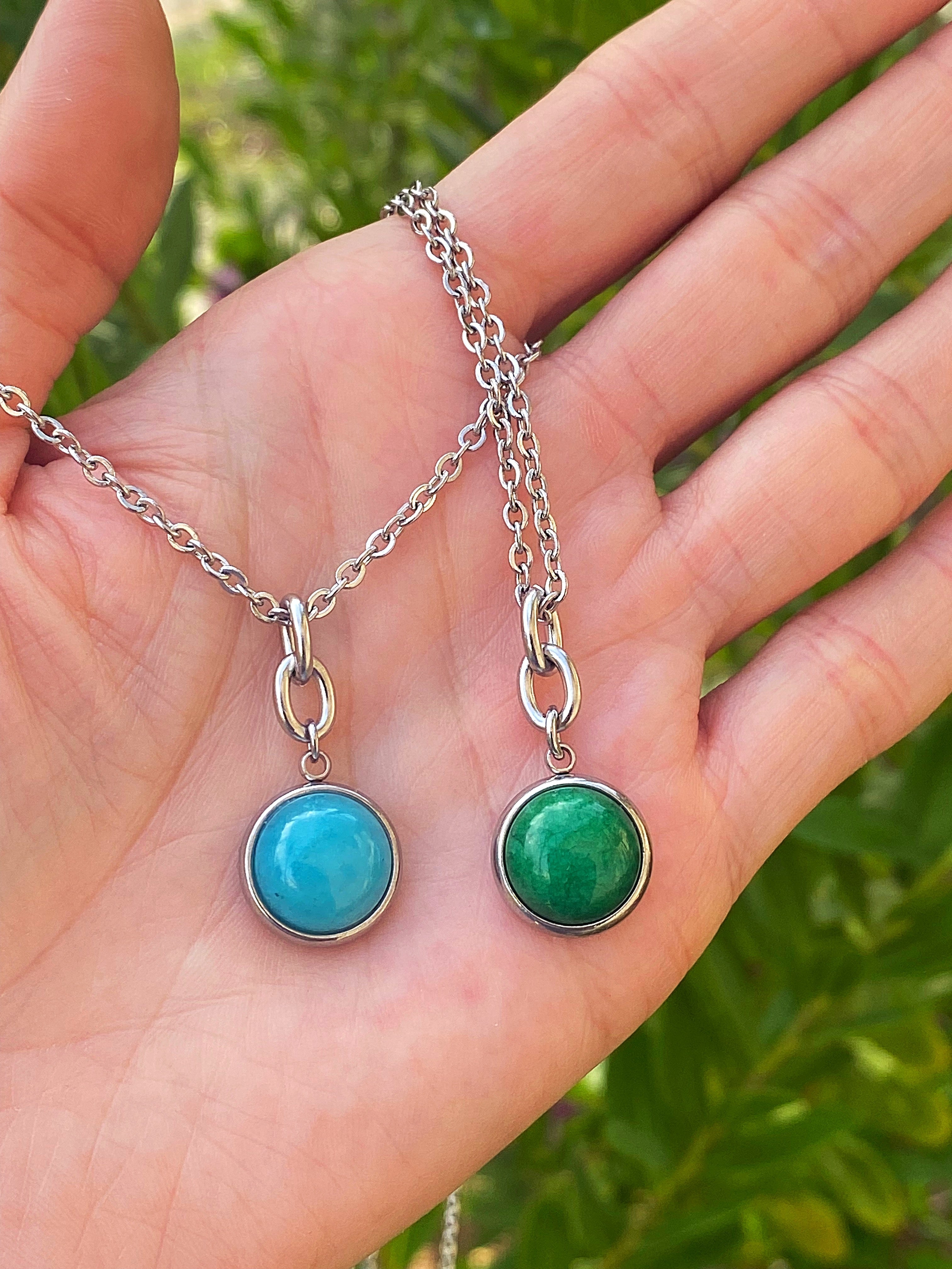 Custom Jade Stone Necklace | Stainless Steel Pendant Necklace