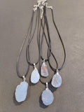 Blue Chalcedony Necklace, Raw Uncut Gemstone Pendant on Cord — Gobi Desert