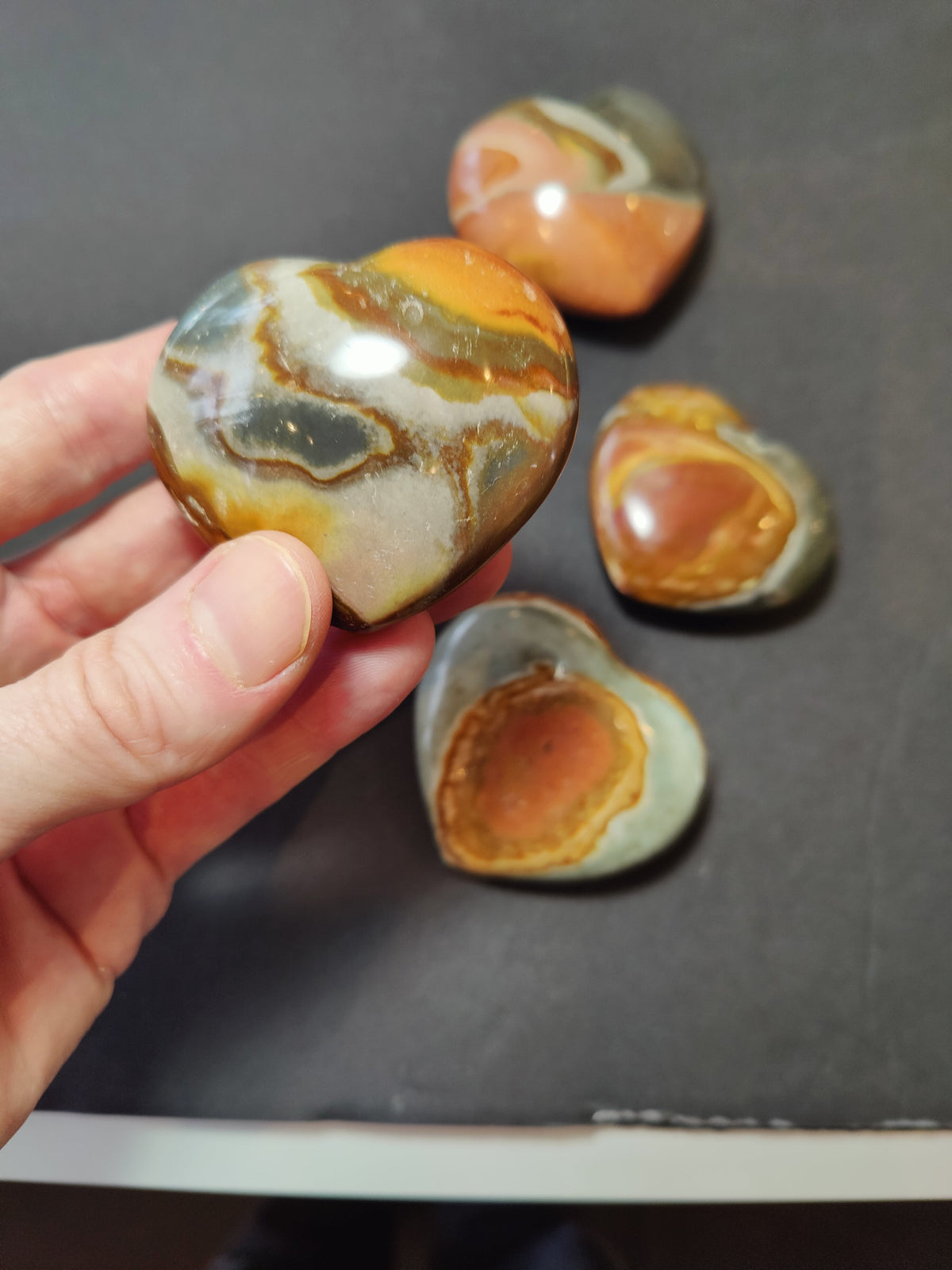 Polychrome Jasper Heart, Polished Desert Jasper Carving - Madagascar