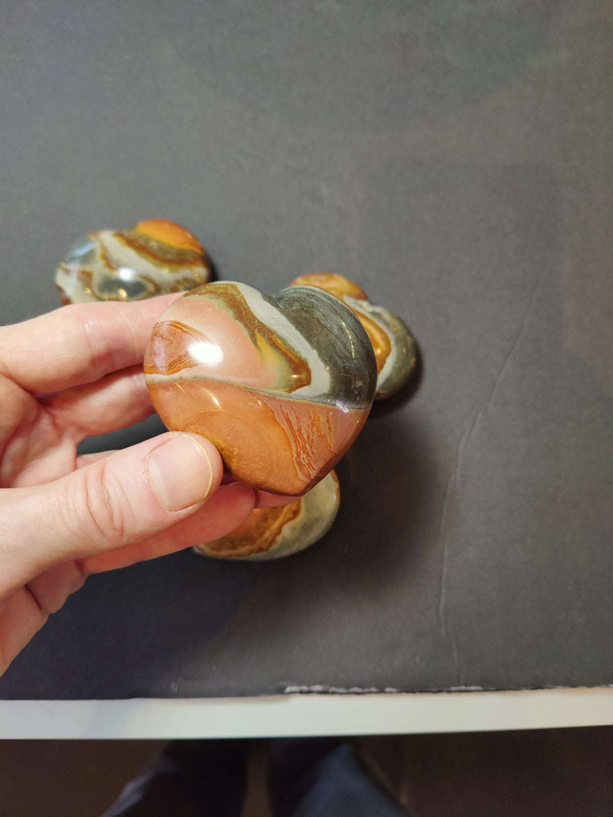 Polychrome Jasper Heart, Polished Desert Jasper Carving - Madagascar
